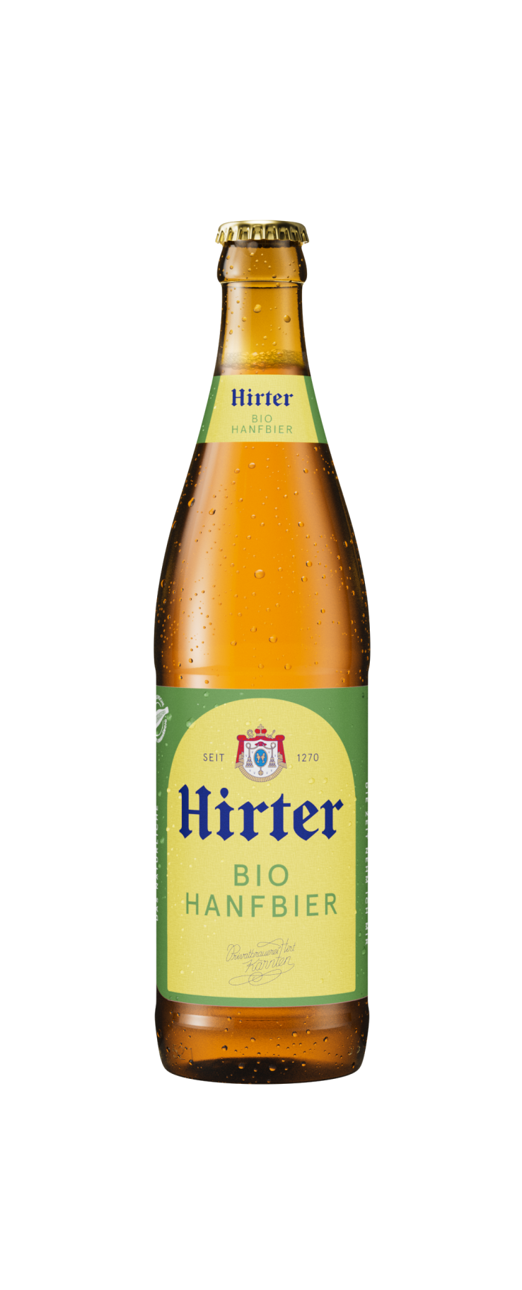 Eine Flasche Hirter Biohanf