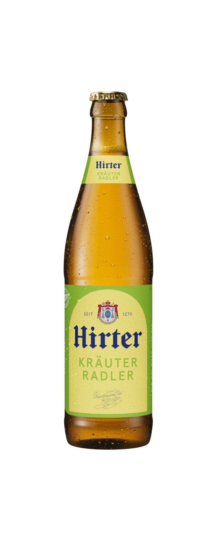 Eine Flasche Hirter Kräuterradler